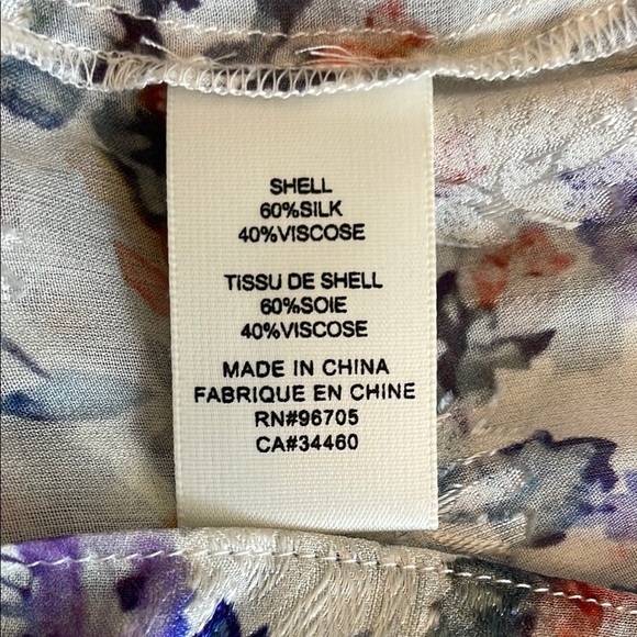 Rebecca Taylor Sheer Floral Long Sleeve Blouse with Key Hole Front 4 - Picture 6 of 8